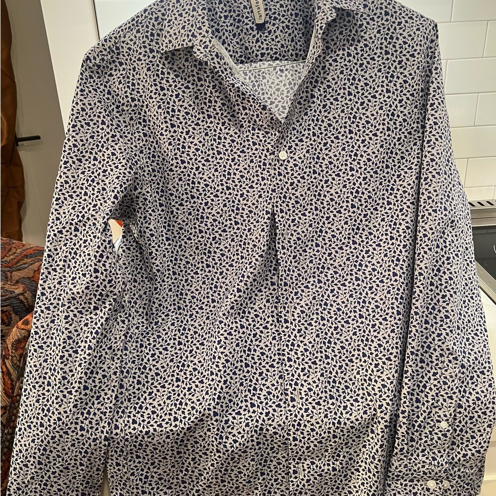 Stitch Fix Artefact Slim Fit Blue Leaf Patterned Button Down Size Large